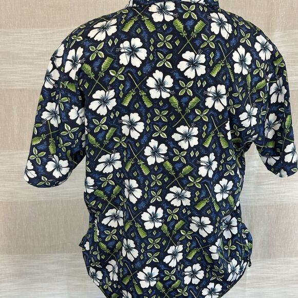 Vintage Generra Clothing Company Men's XXL Hawaiian Shirt Blue Floral Beach - Picture 3 of 7